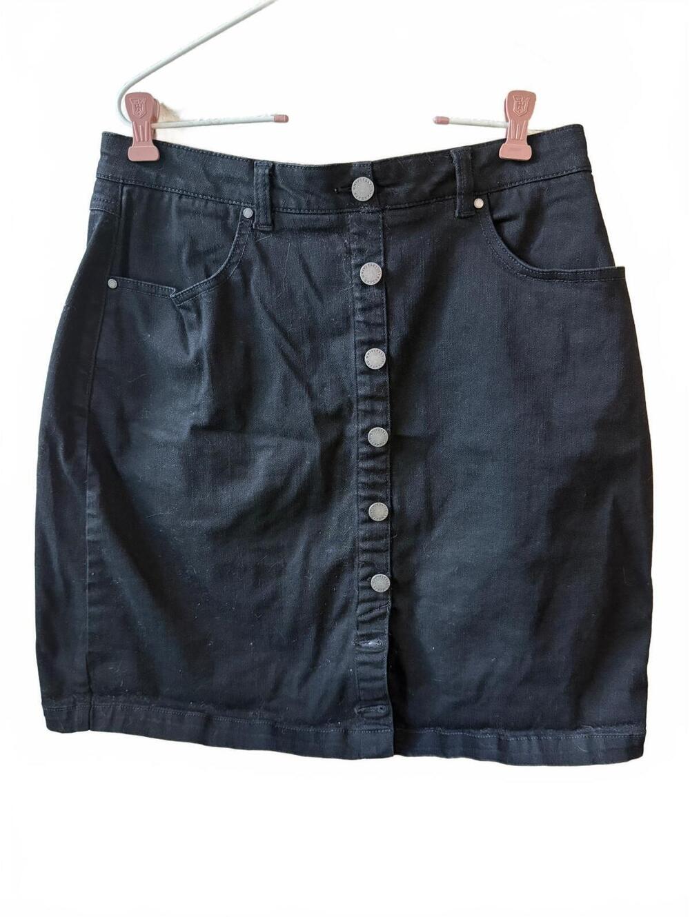 Universal Standard Black Button-Front Denim Skirt XS (US L)